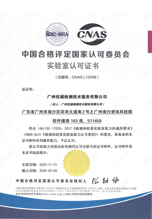 CNAS Accreditation Certificate 2020